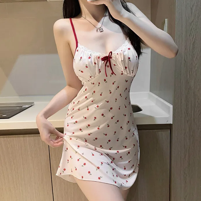 浔觅/Xunmi「人间小甜心」新款高定轻奢吊带气质睡衣印花薄款睡裙