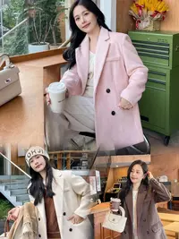 高品质-欧贝绒中长款大衣显瘦外套小个子中长款9807