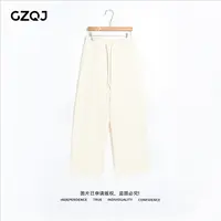 老琴私服【经典过冬】绵羊毛醋酸加绒显瘦直筒休闲裤子女冬款 9807