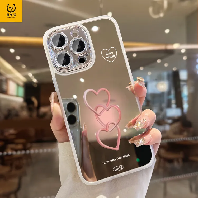 补妆镜子适用苹果16promax手机壳iphone15新款14套13女款plus镜面