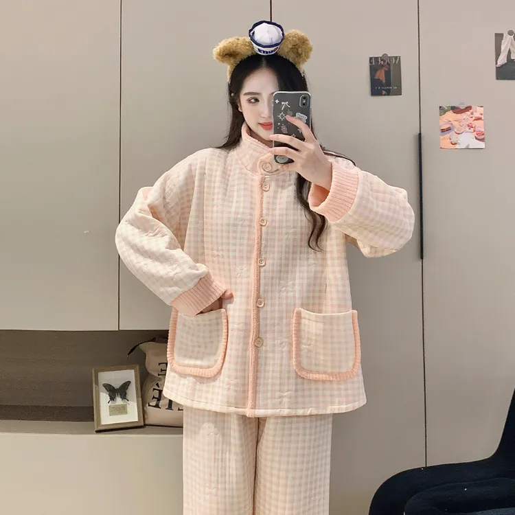 秋冬厚款月子服产后空气棉加厚棉保暖产妇孕妇睡衣女哺乳装怀孕期