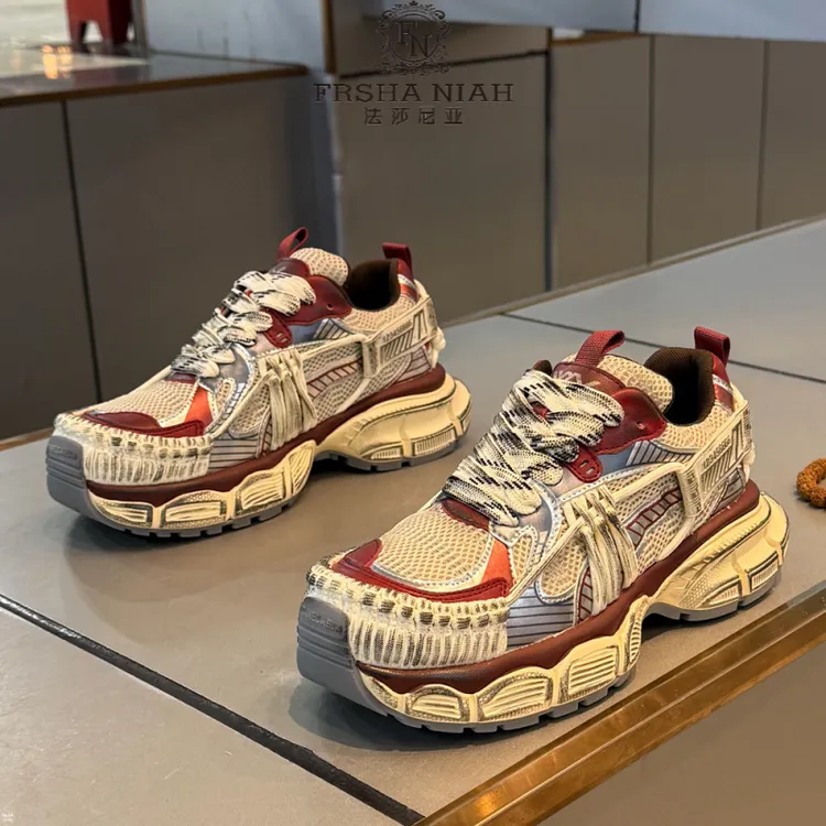 法莎尼亚百搭男鞋轻奢高级感时尚潮鞋春季国潮复古男士老爹鞋厚底