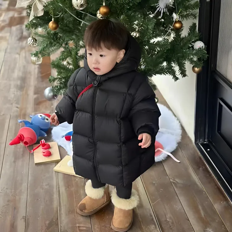 儿童羽绒服冬季新款韩版男童女童小童女宝冬装加厚保暖连帽中长款