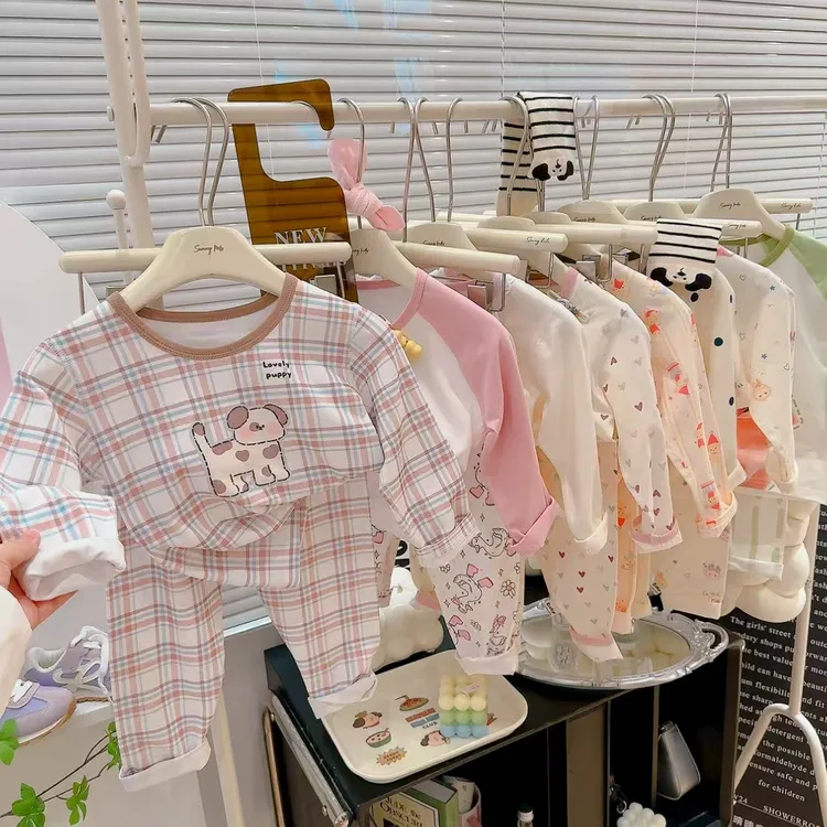 【小马家】【10A抗菌】儿童纯棉莱卡无骨家居服套装宝宝长袖秋衣秋裤