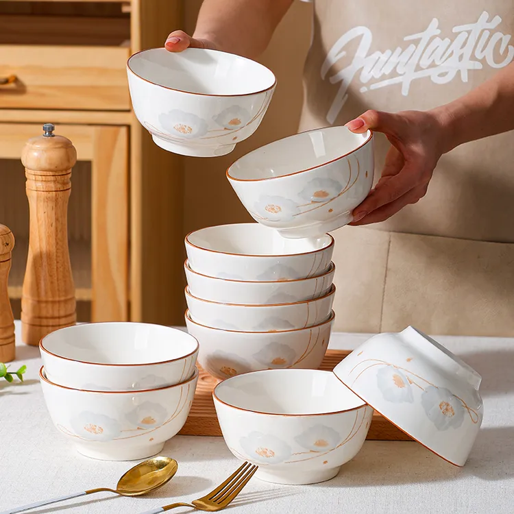 10个装陶瓷饭碗家用4.5英寸米饭碗高颜值瓷碗新款乔迁新居餐具