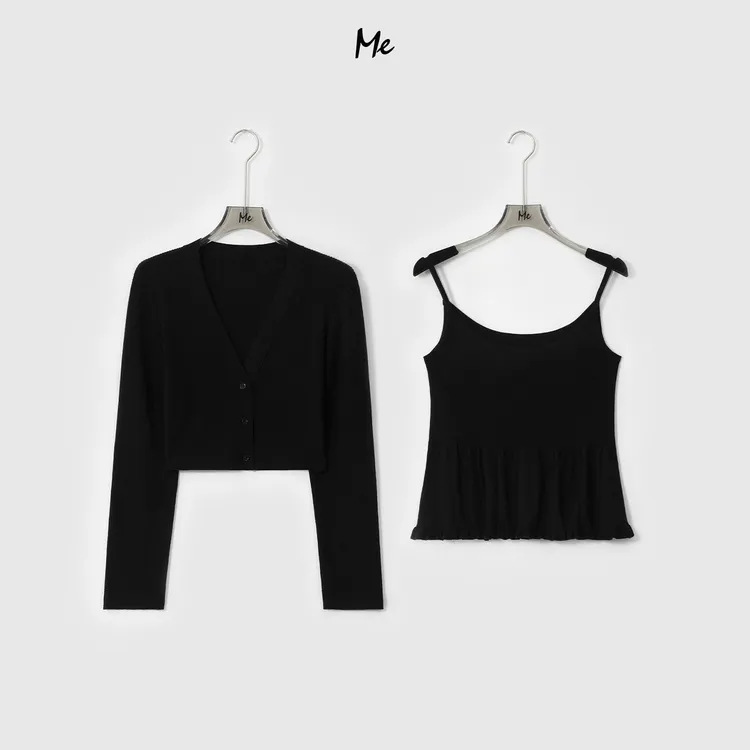 ME【黑巴黎套装】天丝桑蚕丝绵羊毛混纺超柔木耳边针织毛衣MESA0339