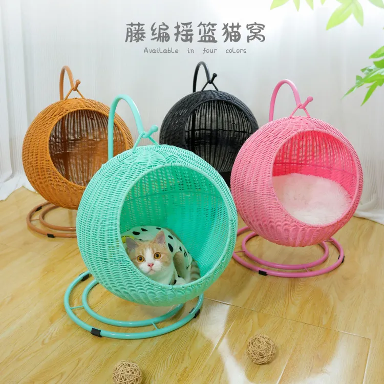 猫窝藤编夏天凉爽可水洗猫摇篮四季通用透气网红宠物窝猫咪吊篮