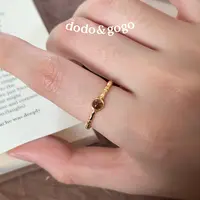 DODOGOGO 合金戒指 骨节虎虎石开口戒气质时尚百搭金属高级感指环