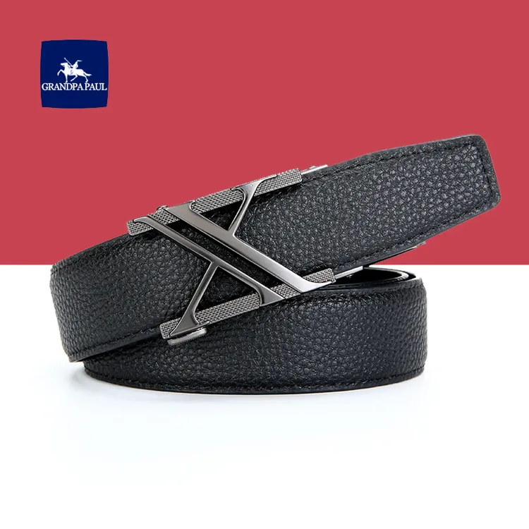 保罗男士自动扣全牙腰带全卡槽皮带商务休闲时尚潮流男学生裤腰带