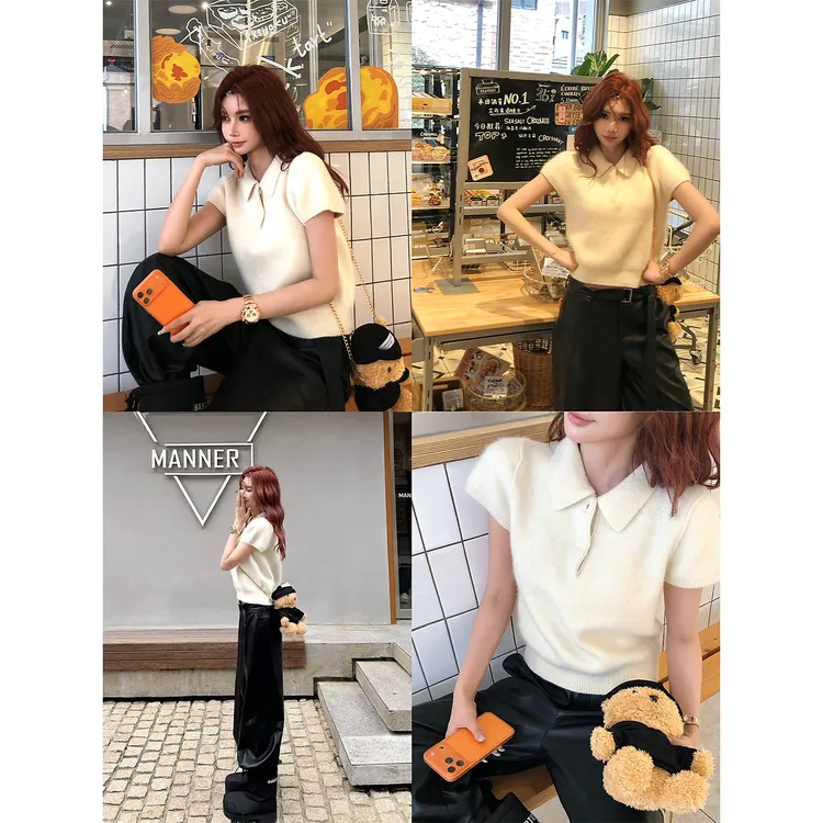 李婉君韩系chic甜美短袖秋季慵懒感潮流软糯针织毛衣LWJ25C3M3072