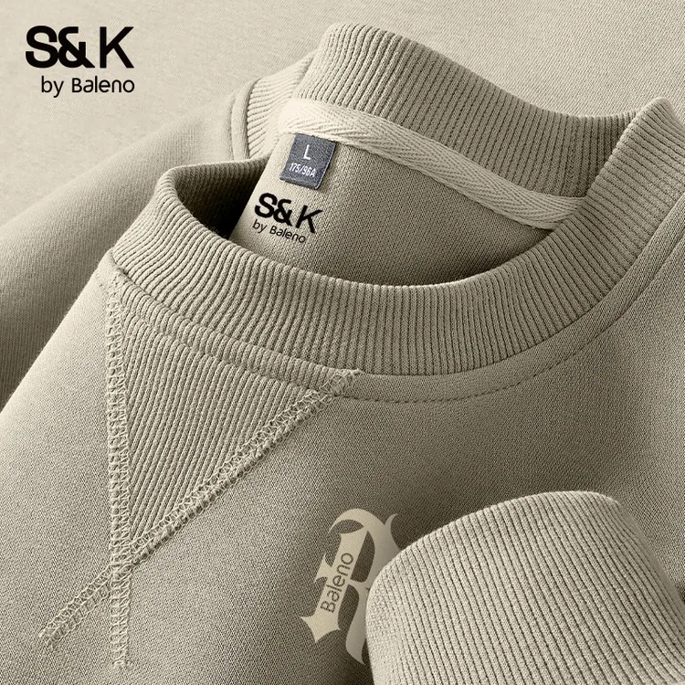 班尼路卫衣男款2025新款秋季设计师男装雅丹风高级感三角圆领t恤X