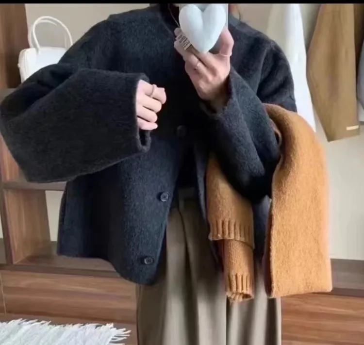 【秋冬新款】8808款简约时尚短款小香风羊毛大衣