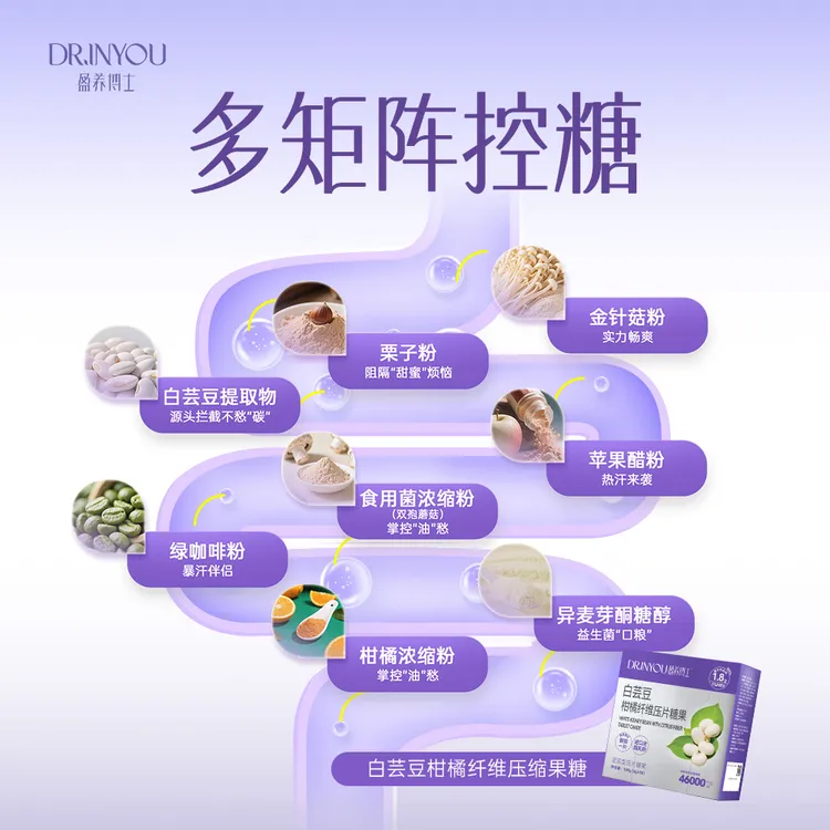 白芸豆柑橘纤维制成的压片糖果营养丰富的果糖