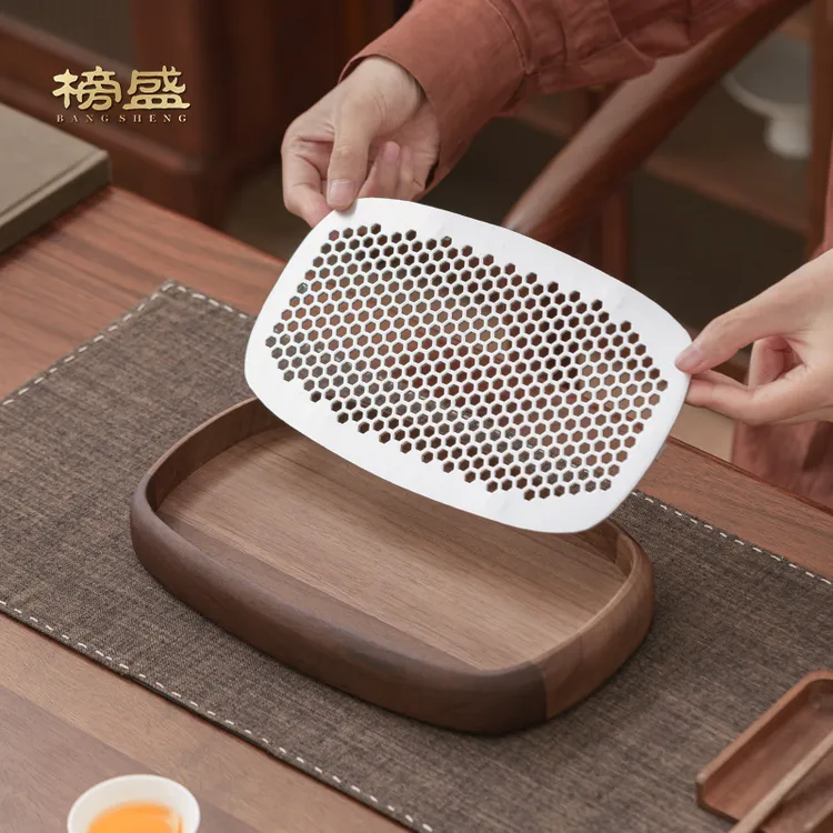 黑胡桃木茶盘家用实木储水式小茶台高档茶具托盘沥水一人饮茶盘