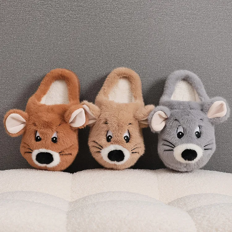 秋冬季卡通可爱棉拖鞋男士防滑保暖家居情侣毛毛绒拖鞋女厚底外穿