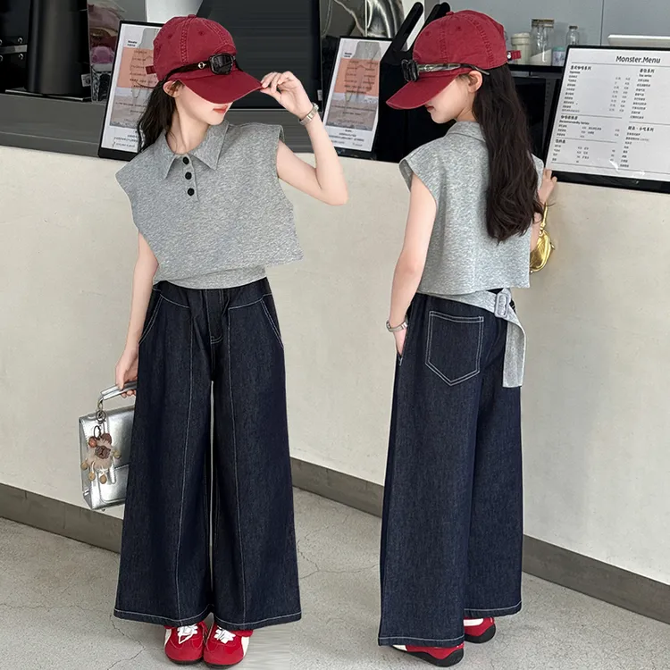 2025新款女童polo套装中大童可盐可甜时尚简约洋气小众时尚休闲风