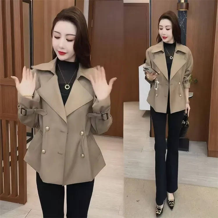 时尚气质风衣短款外套新款春秋季收腰显瘦百搭休闲上衣爆款遮肚40