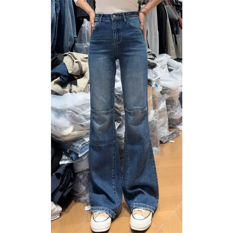 微喇牛仔裤女弹力直筒裤秋季2025新款爆款喇叭裤高腰显瘦拖地长裤