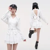清-毛妮【纯欲美学】纯欲风纯色V领收腰衬衫女早秋L2199