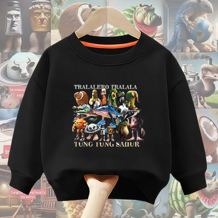 木棍人美国山海经男女圆领卫衣2025新款潮牌高质量童装中小童上衣