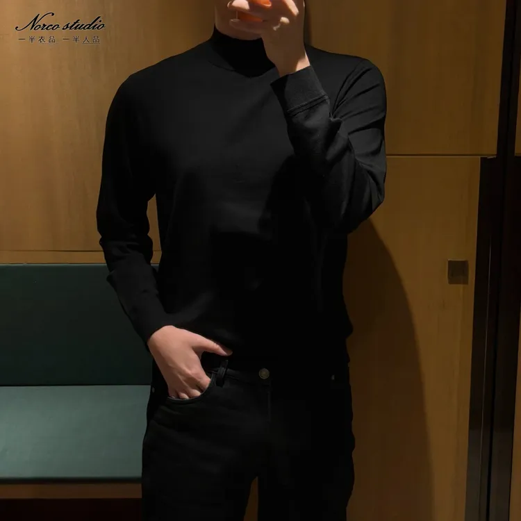 【诺可高定】冬季美利奴羊毛暖丝细针半寸圆领针织  爵派尔XL033