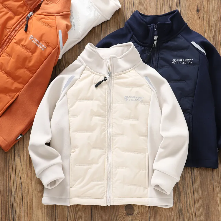 校服神器男童女童立领拼接奥利绒卫衣中大童儿童保暖外套秋冬新A