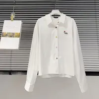 M胸110长54小个子宽松长袖翻领重工刺绣长袖衬衫上衣 2356