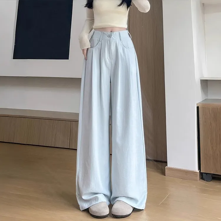 阔腿裤纯色休闲裤不拖地的裤子西装宽松中式老钱风小个子拖地裤