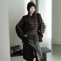 POPULARYW【森林巡礼】Z·R上品屋 简约休闲条纹长袖圆领T恤上衣