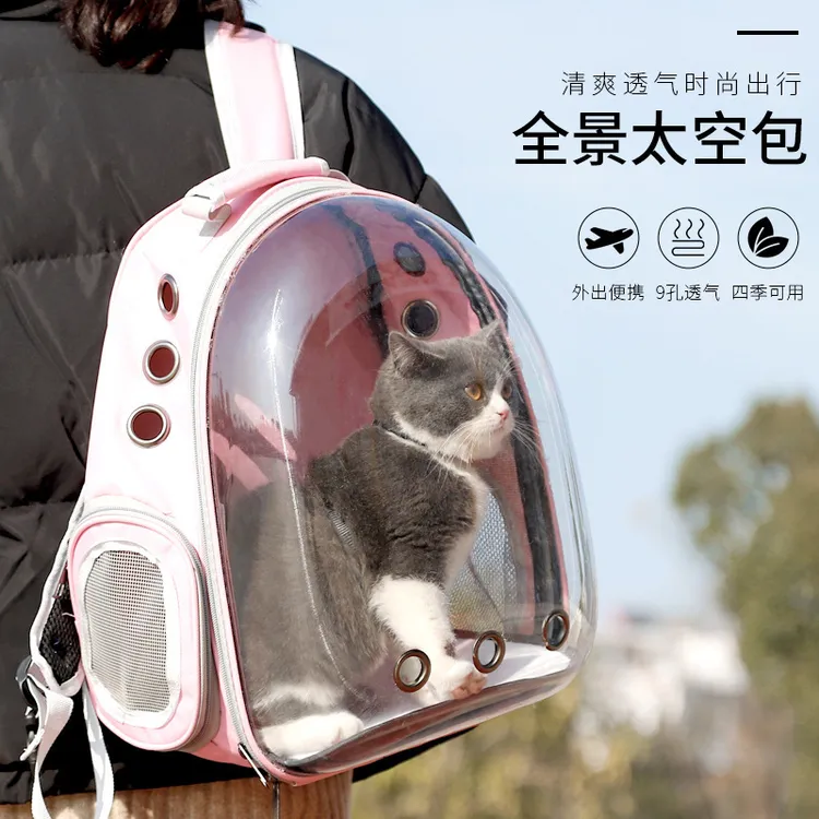宠物航空箱全景透明猫包外出便携宠物包户外出行透气猫咪双肩包商品图
