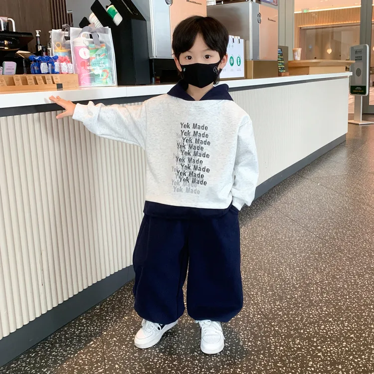 男童连帽卫衣套装2025新款儿童装休闲男孩衣服宝宝韩系秋装两件套