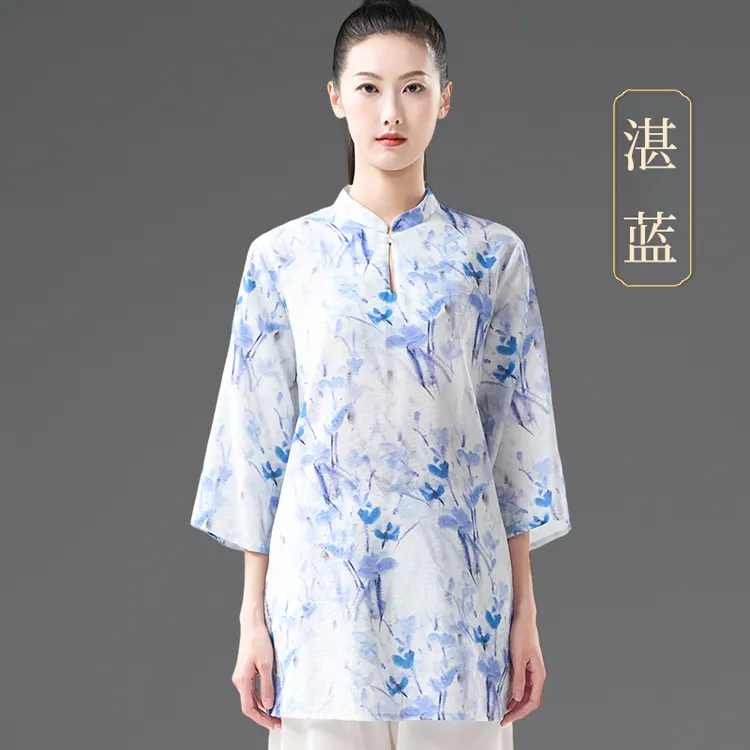 武印象新款印花云丝棉女款太极服上衣春夏款练功服太极拳休闲服装