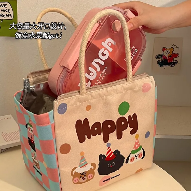 【保温便当包】猫咪饭盒袋加厚铝箔上班族专用大容量学生带饭手提包