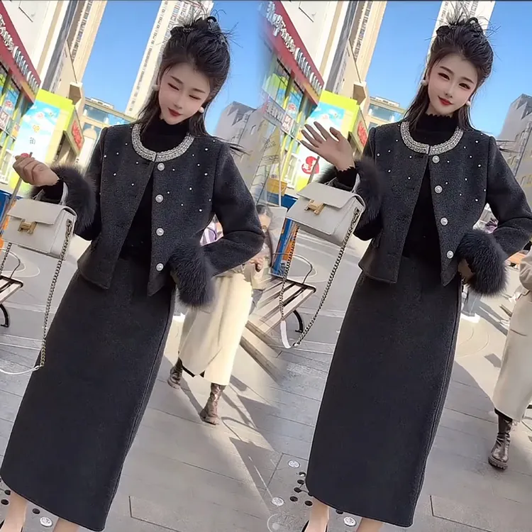 2025秋冬新款时尚显瘦气质网红高档套装女高级百搭宽松大码两件套