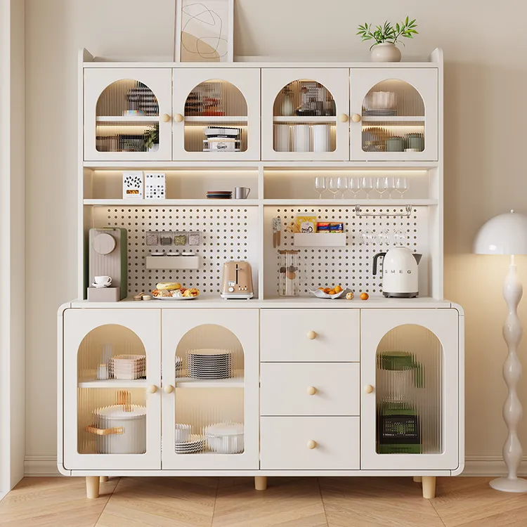 实木生态板餐边柜靠墙一体餐厅小户型家用落地置物柜储物收纳酒柜