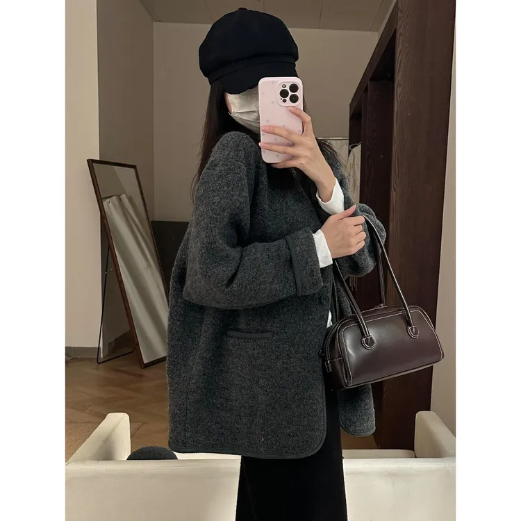 【万达撤柜】女2025秋冬新款呢子大衣短高中女150小个子首尔大衣