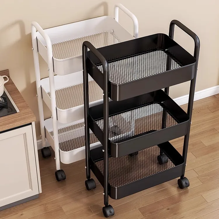 西邮哥【新疆包邮】碳钢小推车置物架落地客厅可移动多层零食储物架