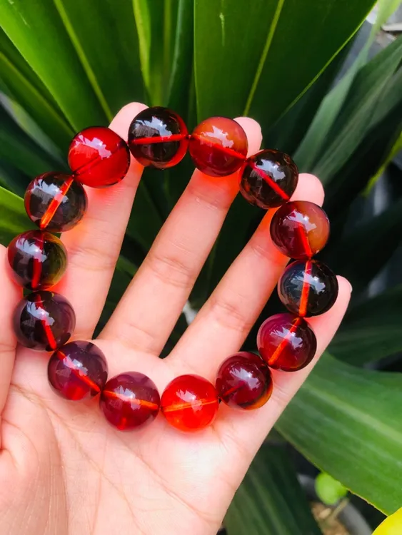 馆藏级5Ａ净水红蓝珀16+手串变幻妖孽火彩男女饰品时尚搭配