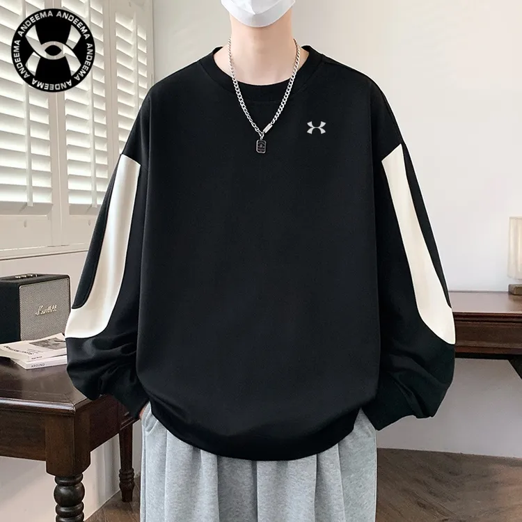 春秋季新款男士简约时尚潮流休闲POLO衫百搭宽松透气翻领外套长袖