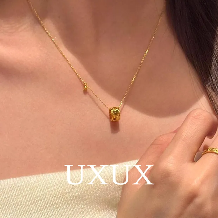 UXUX 钛钢项链 金色爱心小蛮腰项链女清冷感中古风轻奢高级锁骨链