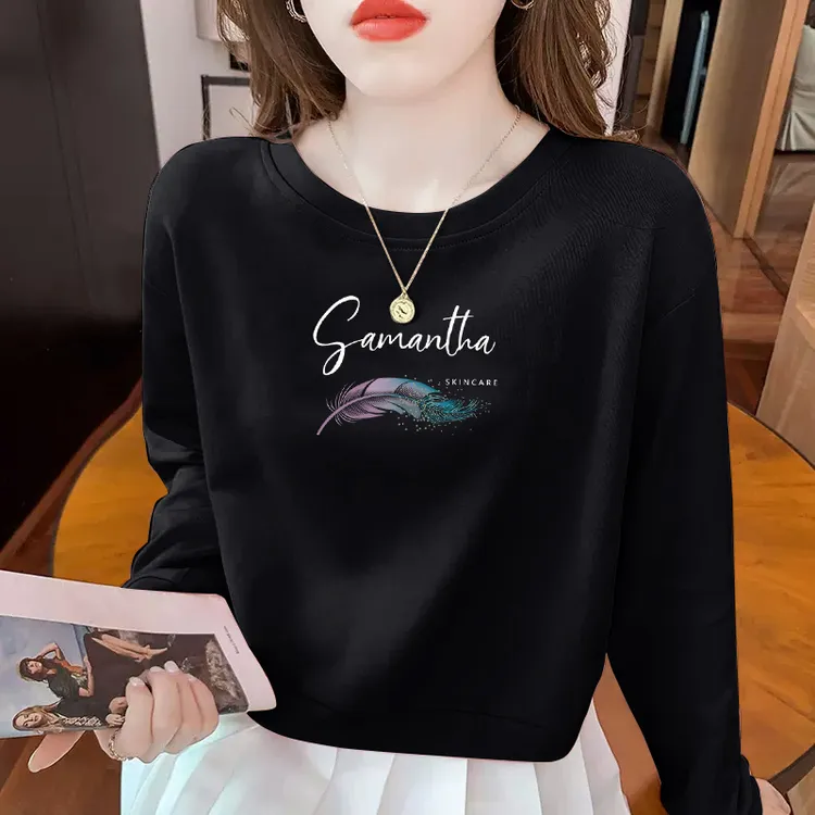 精品纯棉黑色短款卫衣女宽松2025秋冬新款洋气百搭减龄圆领小个子