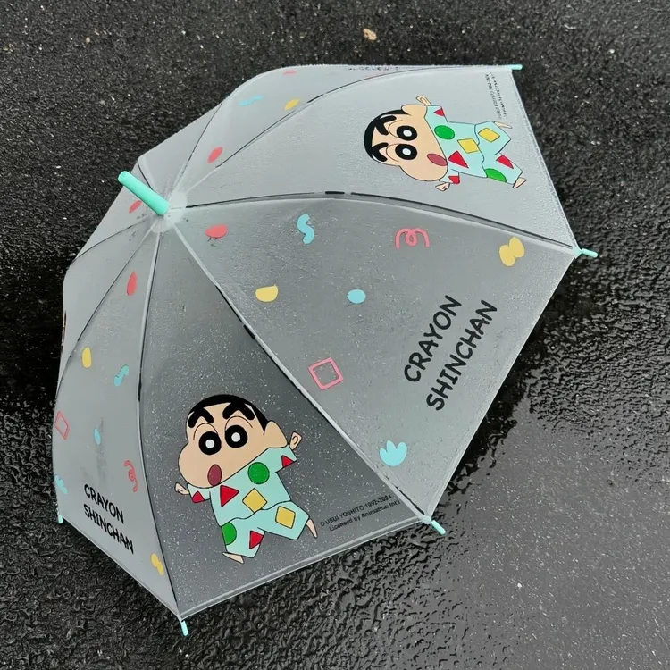 睡衣蜡笔小新雨伞磨砂透明长柄可爱卡通儿童女孩男孩学生上学专用