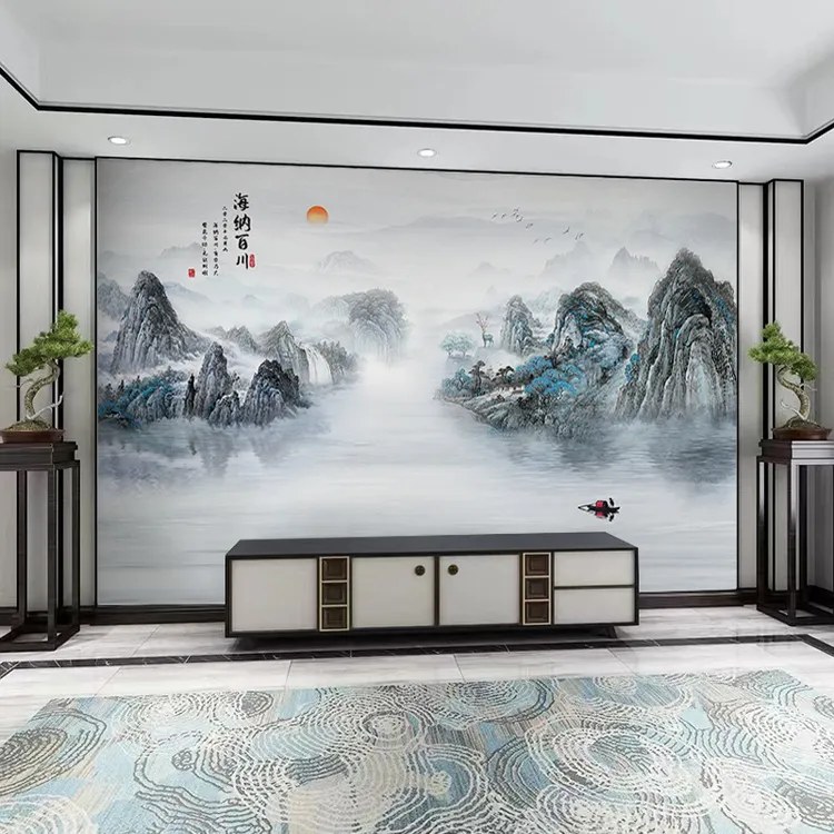 新款高档好看壁布背景墙壁纸客厅新中式背景墙布卧室壁画款式