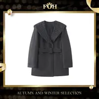 【封后轻奢设计】2025冬季羊毛海军领亮片宽松百搭羽绒外套13796