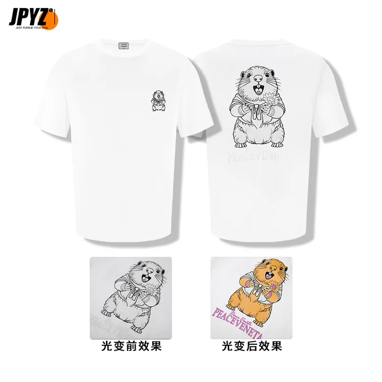 【光变土拨鼠】2025夏季新款重磅潮流光变透气舒适纯棉刺绣T恤V1072