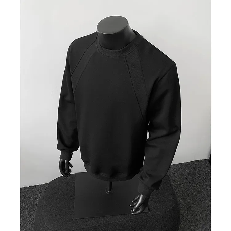 480克重磅解构宽松休闲百搭纯色上衣半高领圆领潮流长袖男士卫衣