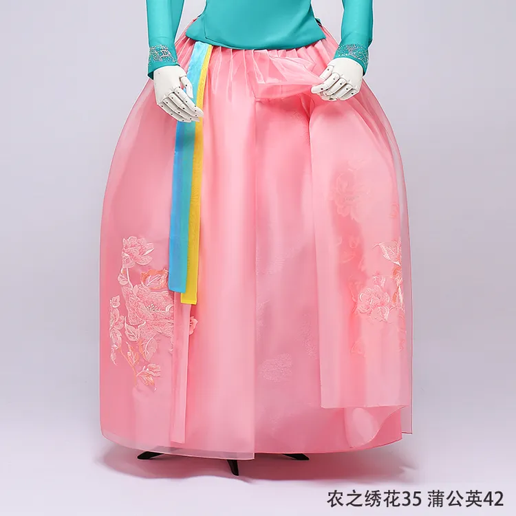 朝鲜族舞蹈腰裙高档精致别致好看的飘逸2层半身裙绣花裙多种