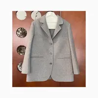 LNHJ【沉檀】休闲百搭西装领人字纹中长款大衣