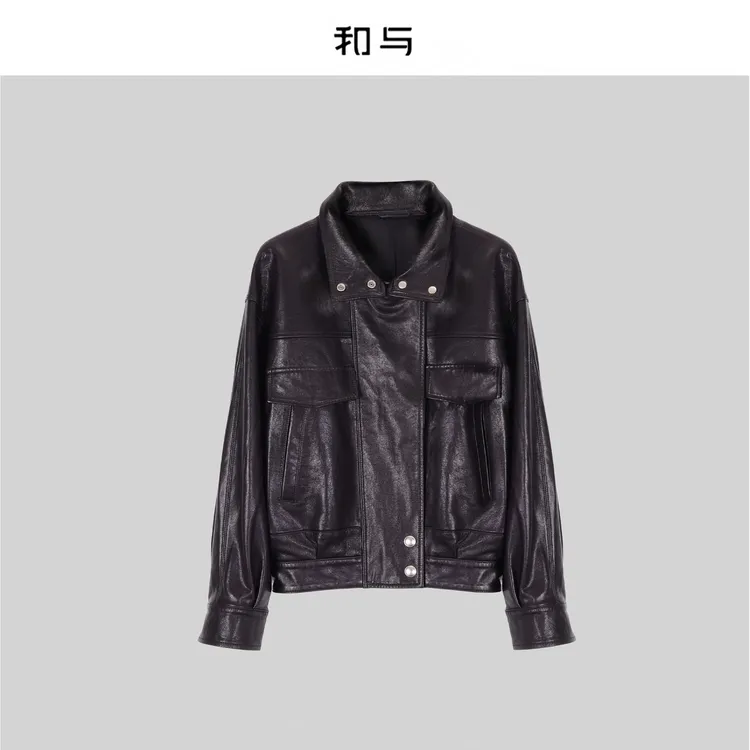 和与|复古羊皮机车外套H53MYY10022