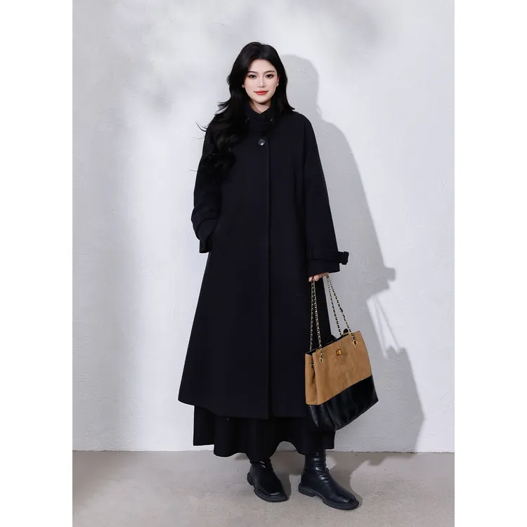 【季风独白】蛋妹大码女装胖mm冬季复古毛呢大衣呢子外套DM33735